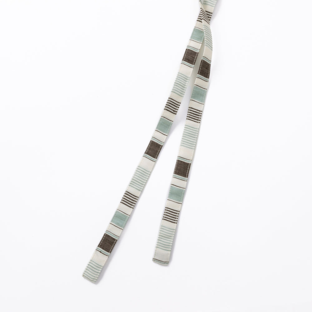 綿麻マルチストライプエプロン ウグイス