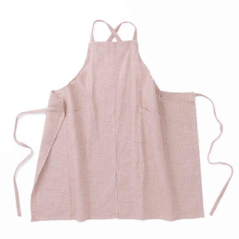 綿ザックリオックスエプロン　レッド