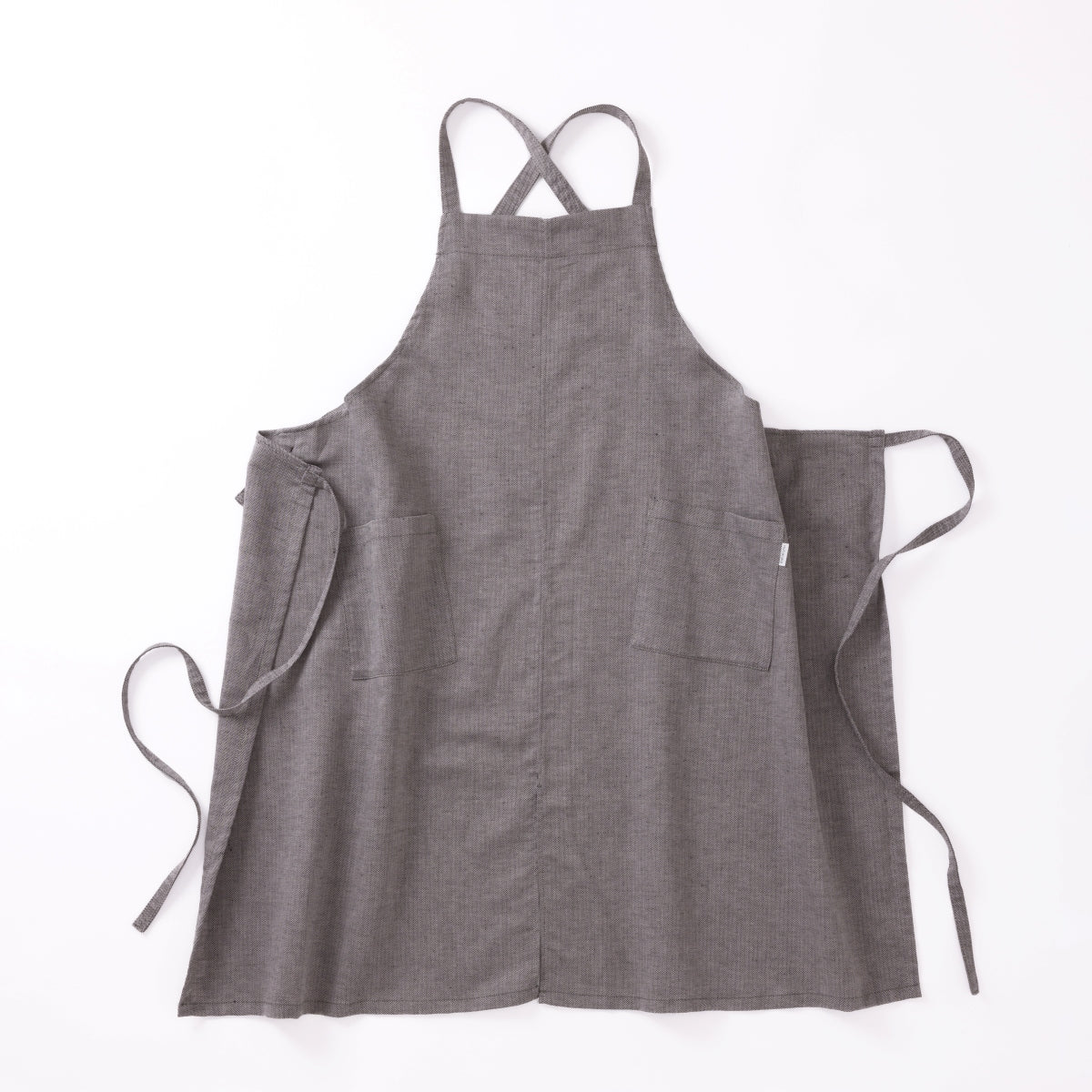 綿麻ヘリンボーン エプロン ブラック – HaTaKaKe