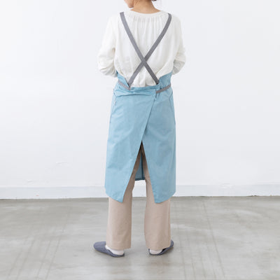 organic cottonエプロン スカイブルー