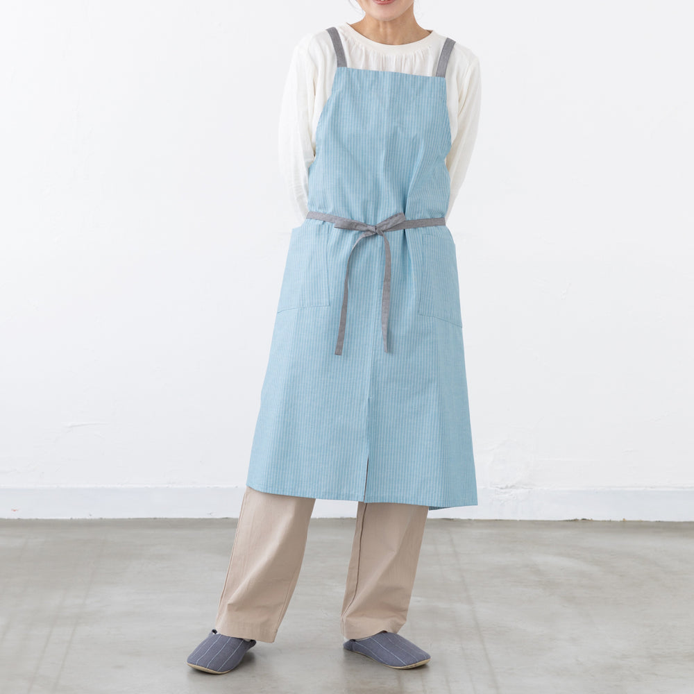 organic cottonエプロン スカイブルーST