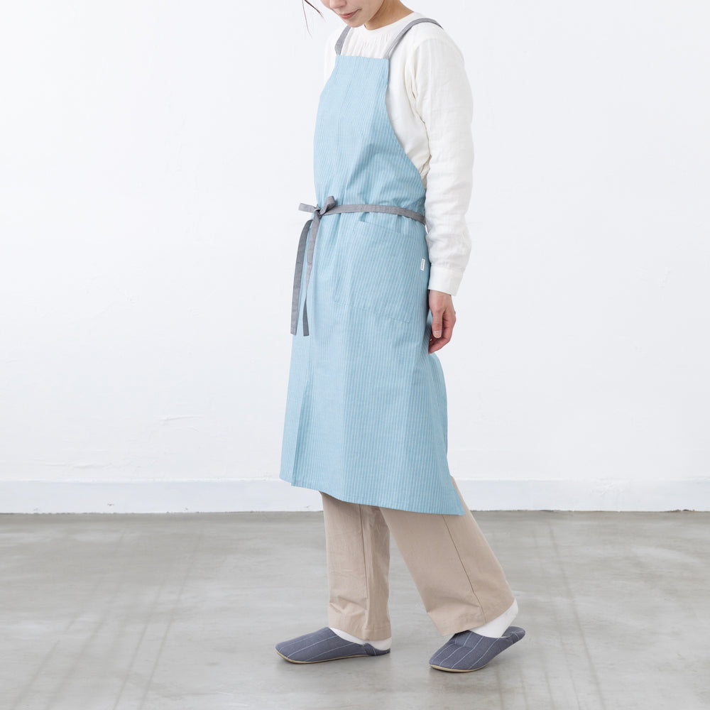 organic cottonエプロン スカイブルーST