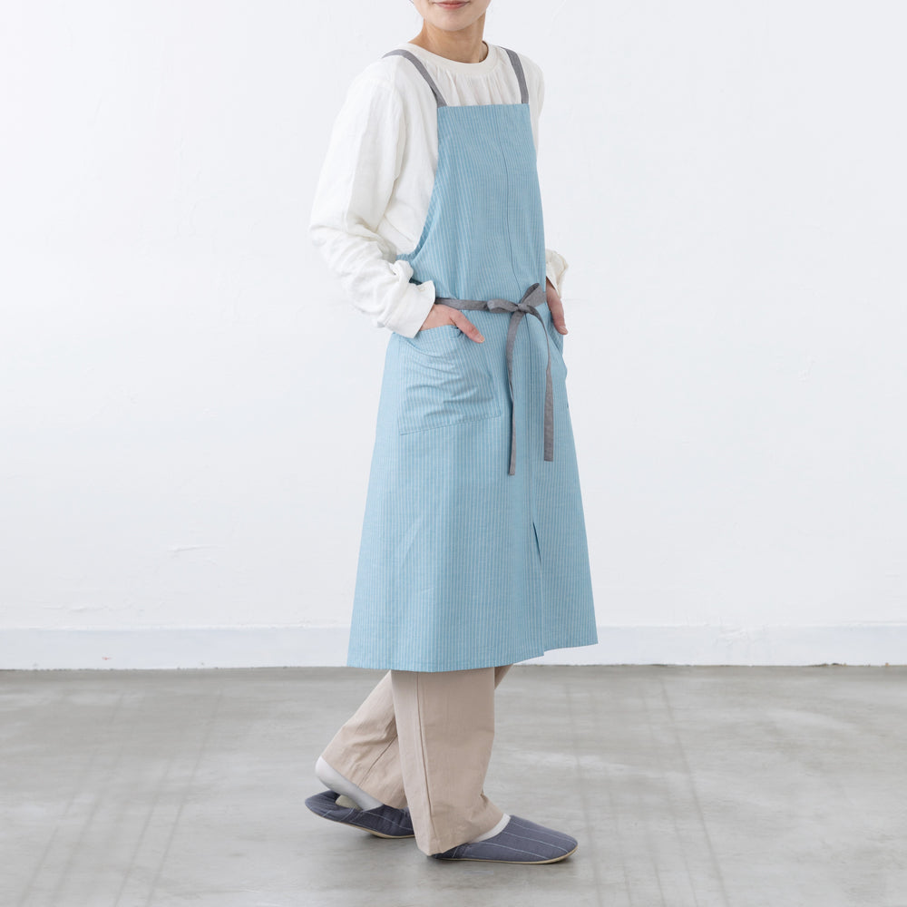 organic cottonエプロン スカイブルーST