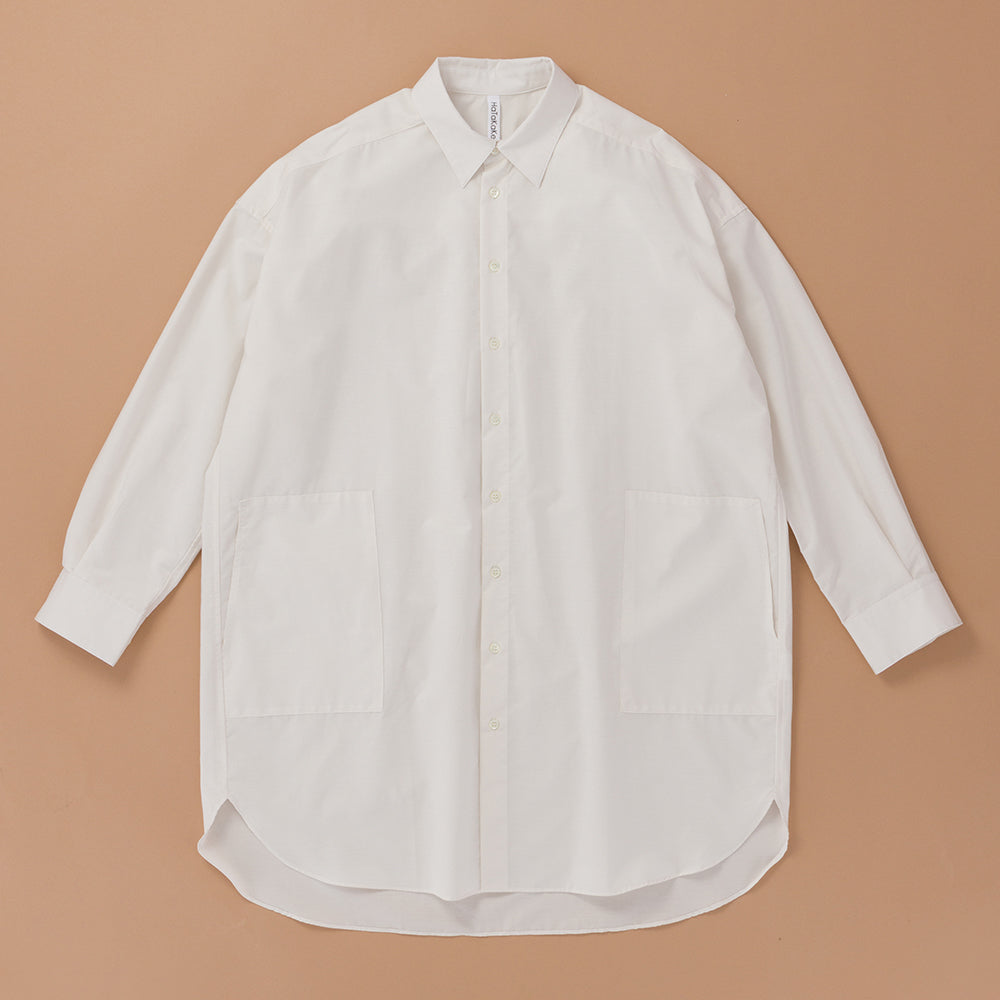 organic cottonオーバーサイズシャツ(ユニセックス)【HaTaKaKe shiro】