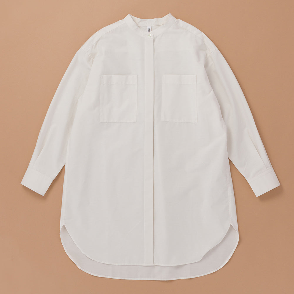 organic cottonロングシャツ【HaTaKaKe shiro】